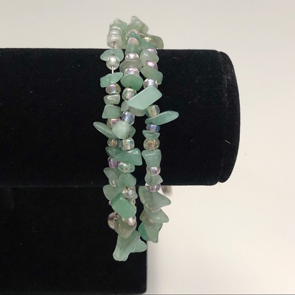 Green Adventurine Iridescent Crystal Dolphin Bell Wrap Bracelet - Picture 6 of 8